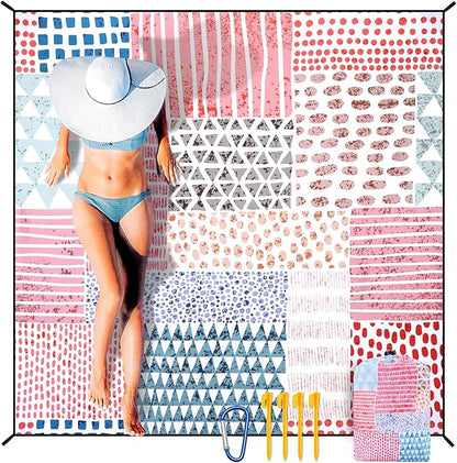 Beach Blanket Waterproof Sandproof Extra Large Beach Mat 79" X 83"/120"x108"for 1-8 Adults Quick Drying Durable Outdoor Picnic Mat for Beach Travel Camping Hiking