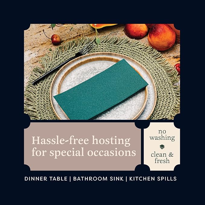 100 Linen-Feel Mint Blue Paper Napkins - Decorative Cloth-Like Mint Blue Dinner Napkins - Soft And Absorbent. For Kitchen, Party, Wedding, Bathroom Or Any Occasion