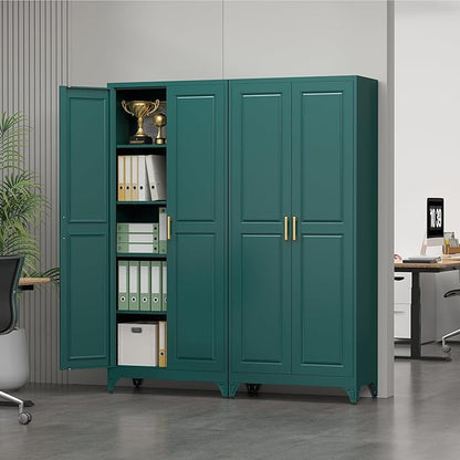 75" Tall Metal Storage Cabinet, Kitchen Pantry Storage Cabinets with Doors and 4 Shelves, Food Pantry Cabinet, Utility Kitchen Cupboard, Large Steel Cabinets for Dining, Living Room, Green