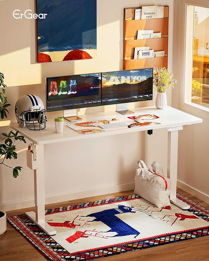 ErGear Height Adjustable Electric Standing Desk, 63 x 28 Inches Sit Stand up Desk, Memory Computer Home Office Desk, White