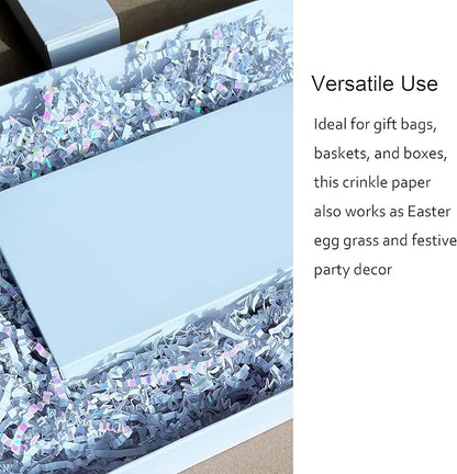 2 LB Crinkle Paper Shred Sparkly Diamond White Gift Basket Filler Birthdays Weddings Valentines Day Party Decorations