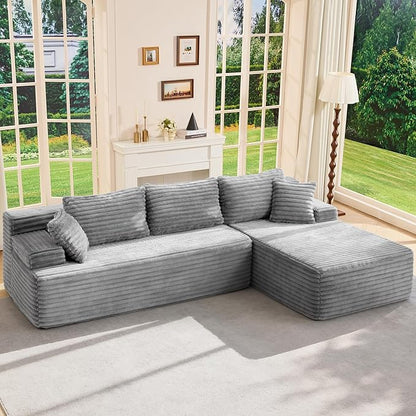 Hobestluk Modular Sectional Sofa Couches L-Shape Couch 3 Seat Modular Sofa Memory Foam Sectional Couches for Living Room, Cloud Couch with Oversized Chaise (Right Facing)