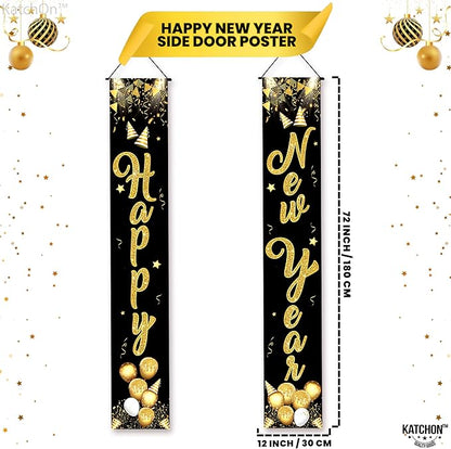 KatchOn, XtraLarge Happy New Year Door Banner - 72x12 Inch | Scripted Door Banner for New Years Decorations 2026 | Happy New Year Banner | New Years Eve Party Supplies 2026 | Nye Decorations