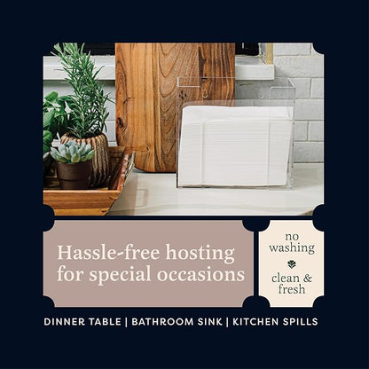400-Pack BloominGoods Disposable Bathroom Napkins | Linen-Feel Guest Towels | Cloth-Like Hand Tissue Paper, White, 12" x 17"