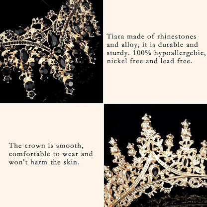 COCIDE Bronze Tiara and Crown for Women Baroque Crystal Queen Crown Vintage Rhinestone Tiara for Girl Bride Wedding Hair Accessories for Bridal Birthday Party Prom