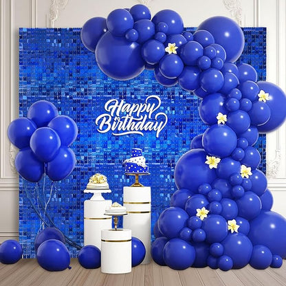 48 PCS Royal Blue Shimmer Wall Backdrop, Laser Square Sequin Photo Backdrops Panel, Glitter Wall Background for Birthdays, Weddings, Halloween, Engagements, Disco Bachelorette Party Decoration (6x8FT)