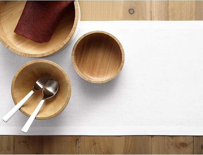 Solino Home Linen White Table Runner 144 Inches Long - 100% Pure Linen Extra Long Table Runner 14 x 144 Inch for Fall, Autumn, Winter, Holiday, Christmas, New Year - Fete