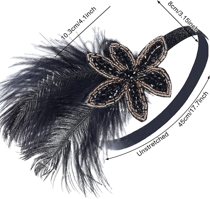 1920S Headband For Women Feather 20s Gatsby Headpiece Flapper Headband for Girl