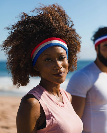 Suddora Workout Headband for Men and Women, Moisture-Wicking Athletic Sweatband, Lightweight Cotton Terry Cloth Bands for Basketball, Tennis, Football, Gym, Running, Cosplay & Costumes