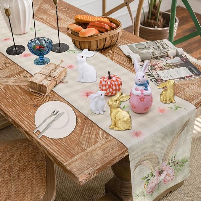 MAIBAOTA Golden Polyresin Bunny Decor Easter Decoration for Home Spring Decoration for Home Table Decor Rabbit Figurines