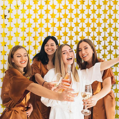 LOLStar 2 Pack Gold Stars Birthday Decorations 3.3X6.6 ft Golden Party Backdrop Foil Fringe Curtains for Christmas Decor New Year Eve 2026 Streamers Wedding Retirment Congrats Photo Booth Props