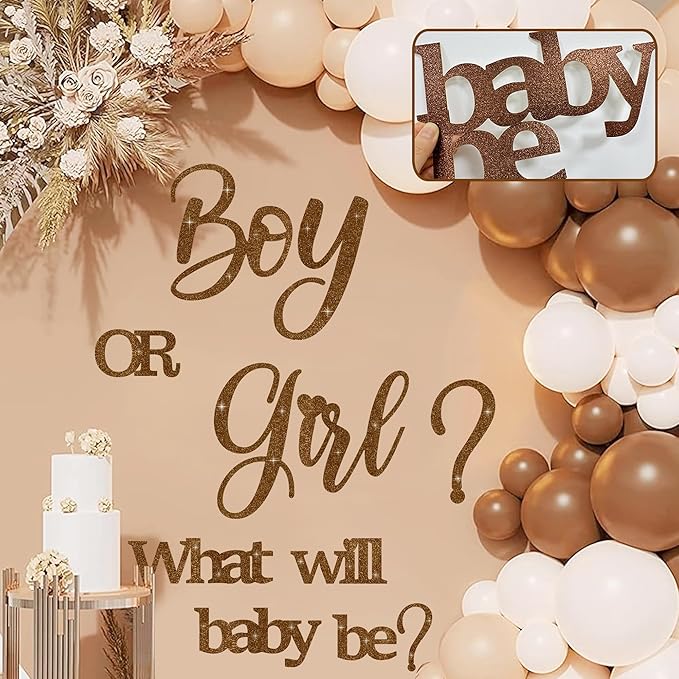 Large Glitter Paper Gender Reveal Decorations Decals for Balloon Arch Boy or Girl What Will Baby Be Signs for Backdrop Baby Shower Party Supplies He or She Letters Stickers for Pregnancy Banner