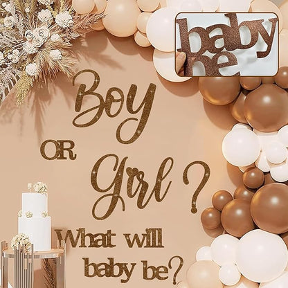 Large Glitter Paper Gender Reveal Decorations Decals for Balloon Arch Boy or Girl What Will Baby Be Signs for Backdrop Baby Shower Party Supplies He or She Letters Stickers for Pregnancy Banner