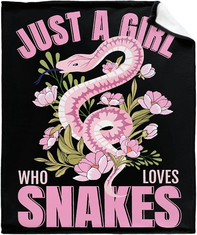Just A Girl Loves Snakes Blanket Lightweight Cozy Flannel Fleece Throw Blanket Best Gift Home Decor for Bed Couch Outdoor Camping 40"x30" XS for Pets Toddler