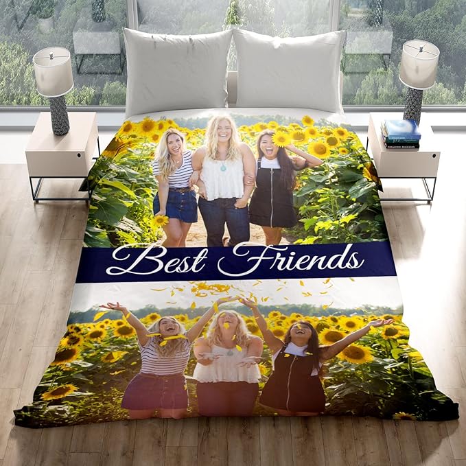 Personalized Gifts for Best Friend Custom Blankets with Photos and Text Multiple Colors Sizes Soft Flannel Gifts for Women Birthday Gifts for Best Friend