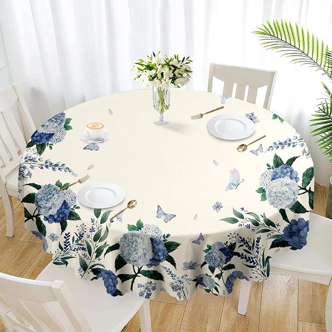 Eikione Round Tablecloth 70inch Floral Table Cloth, Colorful Tablecloths Polyester Waterproof Stain Wrinkle Free, Table Cover for Home Kitchen Dining Party Patio Decor