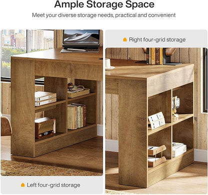 Tribesigns 71-Inch Executive Desk with Storage, Large Office Computer Desk with Shelves, Modern Wood Writing Table Business Furniture Workstation for Home Office, Rustic Brown