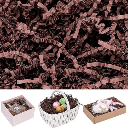 VGOODALL 2LB Crinkle Paper Filler, Dark Brown Shredded Confetti Paper for Gift Basket Filling Birthday Party Gift Box Wrapping Stuffing Supplies