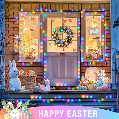 JMEXSUSS 200 LED 66ft Easter Lights String Green Wire, Pastel String Lights Plug in for Spring Bedroom Window Tree Room Outdoor Indoor Party for Easter Decorations