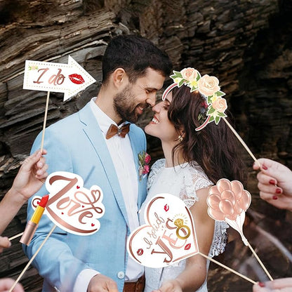 Bachelorette Party Decorations, Kaluofan 25 Pcs Bachelorette Party Accessories，Funny Wedding Photo Booth Props for Engagement Wedding Reception Party Bride Wedding Shower Decor(Pink and Black)