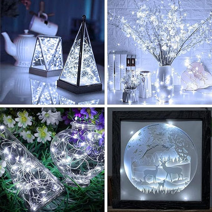 10 Pack Fairy Lights Battery Operated - 7ft 20 LED Twinkle Lights Copper Wire Mini String Lights Firefly Lights for Mason Jars DIY Crafts Christmas Wedding Party Centerpiece Table Decor, Cool White