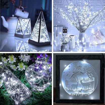 20 Pack Fairy Lights Battery Operated 7ft 20 LED Mini Fairy String Lights Waterproof Copper Wire Firefly Starry Lights for Wedding Party Mason Jars Christmas Decorations, Cool White