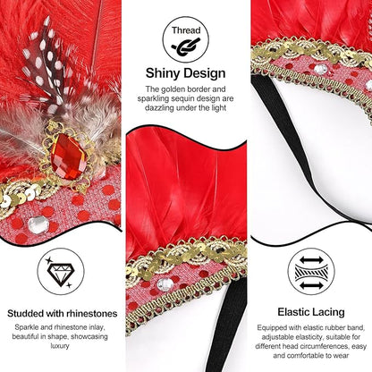 Women's Carnival Feather Headpieces Sequin Headdress for Wedding Masquerade Party Cosplay Feather Headbands
