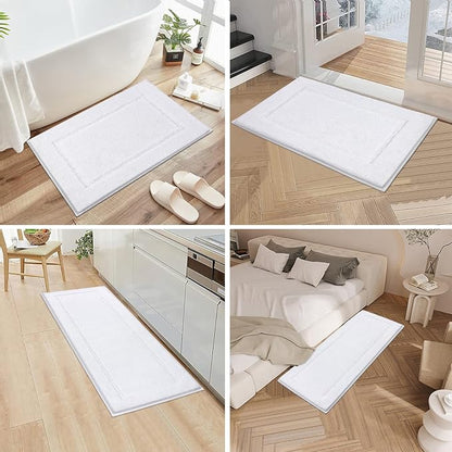 Pauwer 3 Piece Plush Bath Mat Set, Non Slip Shaggy Bathroom Rugs with U-Shaped Contour Toilet Mat for Bedroom Living Room