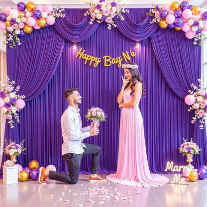 10x10 Purple Backdrop Curtain for Parties Wedding Wrinkle Free Purple Photo Curtains Backdrop Drapes Fabric Decoration for Birthday Party Photography 5ft x 10ft,2 Panels