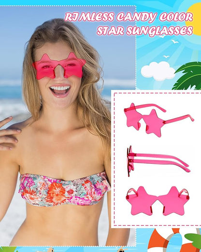 20 Pairs Rimless Star Sunglasses Bulk Transparent Candy Color Star Glasses for Women Men Party Favors