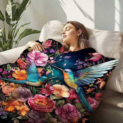 Firmiso Hummingbird Throw Blanket, Hummingbird Gifts for Women, Bird Blanket for Home Decor, Soft Lightweight Fleece, Washable No-Pilling, Single Sided, Hand/Machine Wash, 40x50 Inches