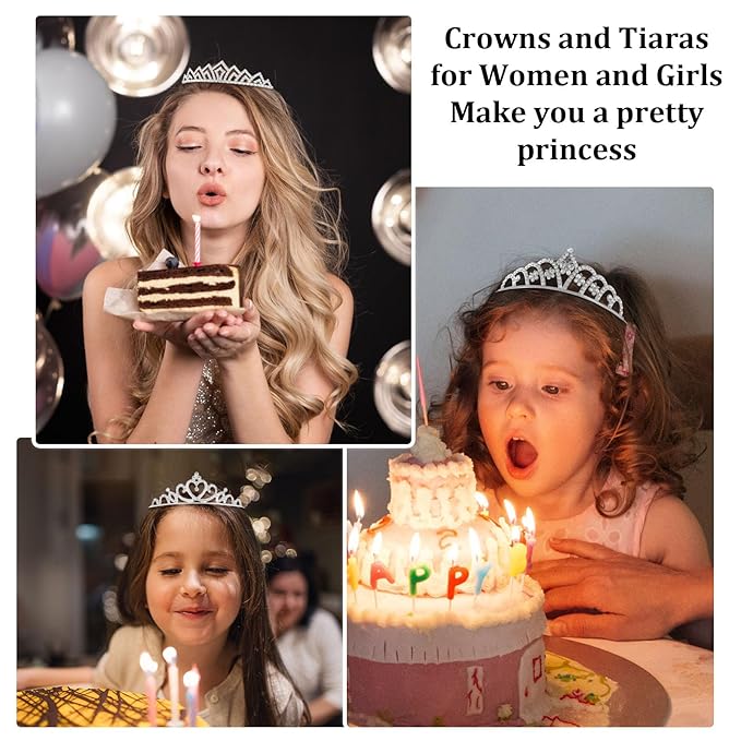 12 Pcs Tiaras Crowns Headbands for Women Girls Silver Princess Tiara Bulk Crown Tiaras Rapunzel Crown for Wedding Birthday Crystal Tiara for Prom, Bride, Pageant, Halloween