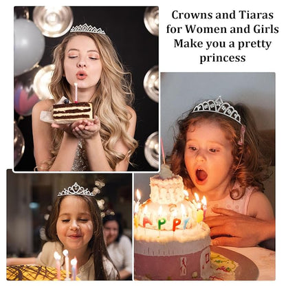 12 Pcs Tiaras Crowns Headbands for Women Girls Silver Princess Tiara Bulk Crown Tiaras Rapunzel Crown for Wedding Birthday Crystal Tiara for Prom, Bride, Pageant, Halloween