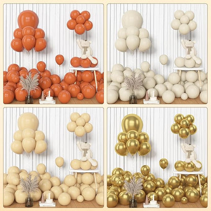 Amandir 153pcs Orange Balloon Arch Garland Kit, Different Sizes 18 12 10 5inch Latex Metallic Gold Confetti White Sand Pastel Orange Fall Balloons for Pumpkin Baby Shower Birthday Party Decorations