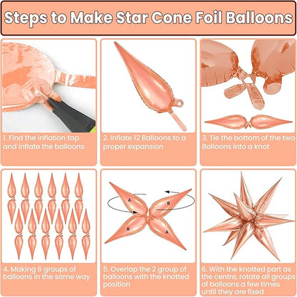 KatchOn, Huge Rose Gold Starburst Balloons - 26 Inch | Star Balloon, Rose Gold Party Decorations | Spike Balloon for Mylar Balloons Decoration | Graduation Decorations 2025