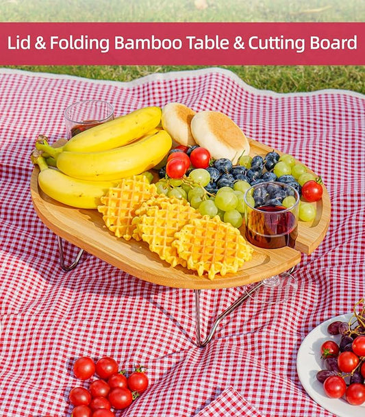 Picnic Basket for 2 with Table and Blanket Collapsible Cooler Bag Insulated Picnic Set for Beach Picnic Hamper Picnic Date Essentials for Outdoor Picnic Accessories Wedding Gift/Bridal Shower Gift