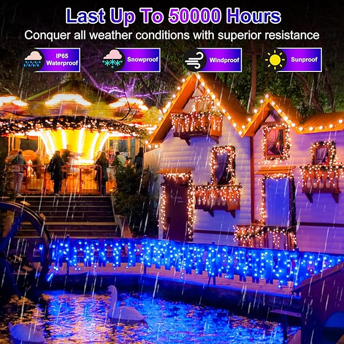 670 LED 66FT Christmas Lights with 148 Drops, 12 Modes Dimmable Blue Outdoor Hanging Lights with Timer Memory, Waterproof Curtain Lights for Home Bedroom Yard Indoor Tree Window Roof Fence Wedding