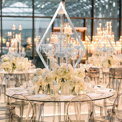 European Wedding Romantic Candlestick 45 "Table top Candlestick Metal Candlestick Table for Wedding Party Activities in The Center of The Room (Silver, 2PCS)