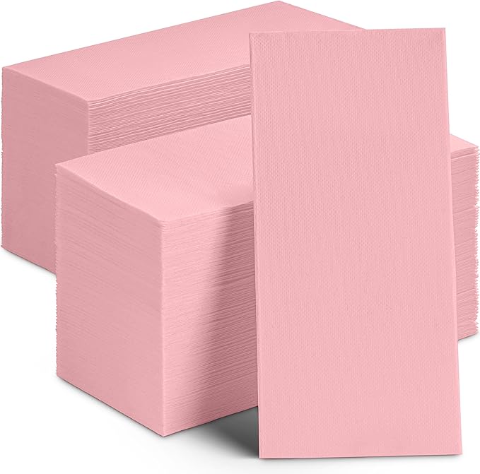 Disposable Dinner Napkins Pink Paper, [300 Pack] 12" x 17" Quilted Colored Pink Paper Napkins For Wedding, Reception, Bathroom, Party Or Event