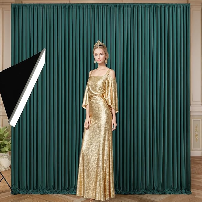 10x10 Hunter Green Backdrop Curtain for Parties Wrinkle Free Dark Green Photo Curtains Backdrop Drapes Fabric Decoration for Baby Shower Birthday Party Photography 5ft x 10ft,2 Panels