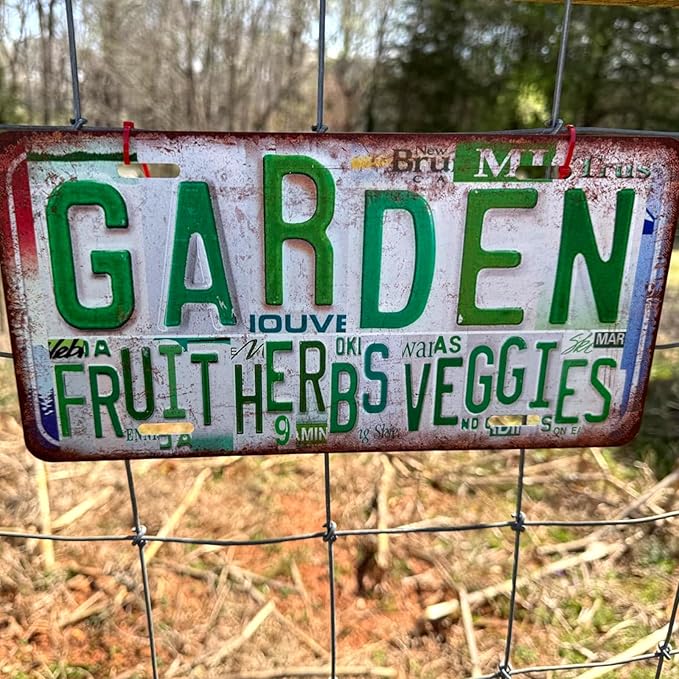Vintage Garden Metal Tin Sign License Plate Wall Decor for Garden Lover 12 x 6 Inches - my happy place