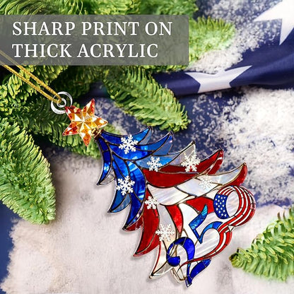 United States 250th Anniversary Ornament, 2D Acrylic 250th Anniversary USA Christmas Tree Ornament, 250 Patriotic American Flag Christmas Ornaments, Gift for US Citizens, Patriotic Collectors Decor