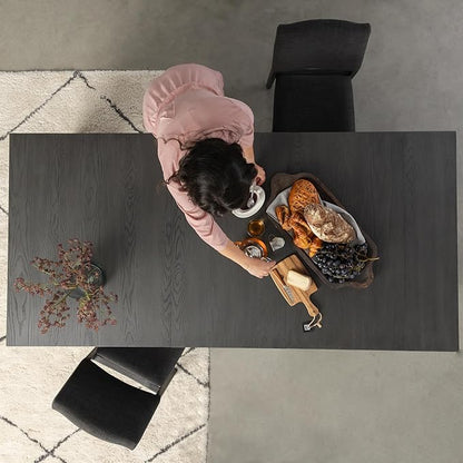 Transformer Table - Solid Wood Extendable Dining Table, Seats 2-12, Expandable Dining Room Table, Space-Saving Furniture, Expandable Dining Furniture, Black (Table Only)