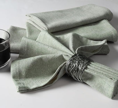 Native Fab Solid Cloth Napkin Set of 4, 100% Chambray Cotton, Washable, Reusable Dinner Cloth Napkin 17x17 inches, Table Decor Napkins for Dinner, Events, Olive Green