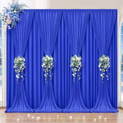 32 x 10ft Royal Blue Backdrop Curtains 8 Panels for Graduations Retirement Photo Backdrop Drapes No-Wrinkle Polyester Curtain Panels Soft Long Curtains Backdrop for Birthday Party Wedding Baby Shower