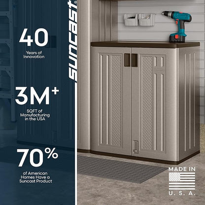 Suncast 36" Resin Base Garage Storage Cabinet, Platinum, Made in the USA