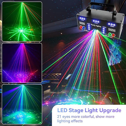 DJ Party Lights,21 Eyes RGB DJ Disco Lights,Full Color Strobe LED Lighting for Parties Live Light Show Xmas Club Bar Disco Dancing