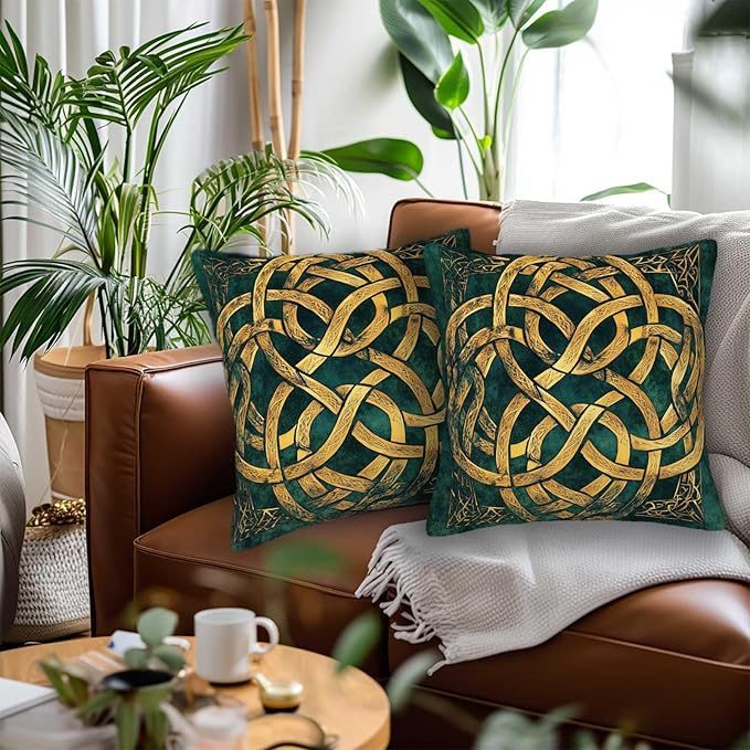 Celtic Knot Throw Pillow Cover 18x18 Set of 2, Cushion Case for Couch, Sofa, Bed Room and Living Room, Zipper Closure Pillow Cases, Abstract Decor for Home