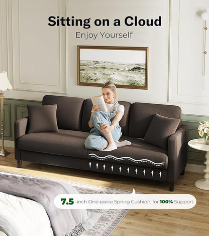 83" Couches for Living Room, Comfy Sofas for Living Room with Storage Ottoman, Teddy Sofa Couch, Tool-Free Loveseat Sofa, All-Wood Love Seat Couches, L Shaped Couch 2 Pillow Included, Khaki