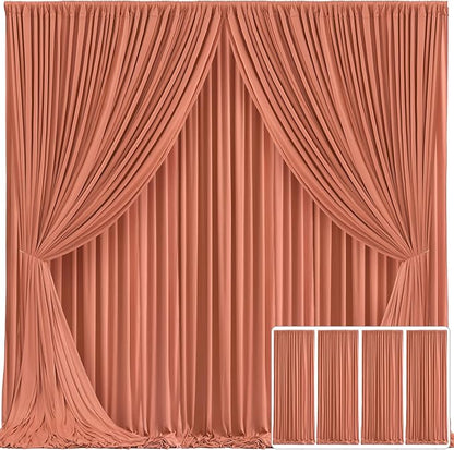 4 Panels Rust Backdrop Curtain for Parties Wedding Wrinkle Free Red Photo Curtains Backdrop Drapes Fabric Decoration for Birthday Party Baby Shower Christmas 20ft(W) x 10ft(H)